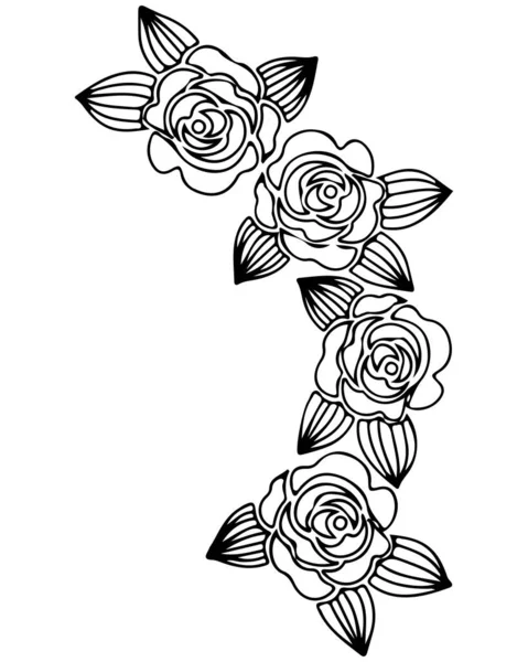 Čára Květiny Izolované Bílém Pozadí Krásná Květina Pro Omalovánky Nebo — Stockový vektor