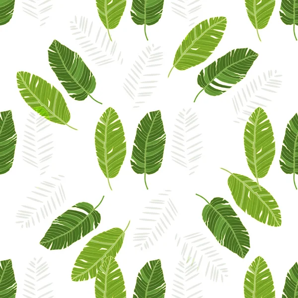 Exotic leaves seamless pattern vector for textile, wraping, wallpaper or other design. Botany seamless pattern.