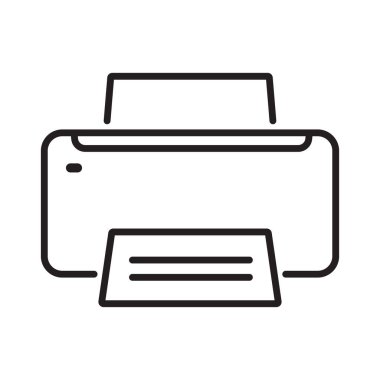 Temiz siyah taslak biçiminde asgari yazıcı çizgisi simgesi. Kullanıcı arayüzü tasarımı, mobil uygulamalar, web siteleri, gösterge panelleri, bilgi grafikleri ve ofis ile ilgili projeler için mükemmel.