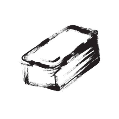 Kaba siyah fırça desenli ve el yapımı karakterli rostoslu ekmek çizimi. Zanaatkar pastane ambalajı, ekşi hamur etiketleri, çiftçi pazarı markası, kafe kimlikleri, yemek afişleri ve klasik mutfak tasarımı için mükemmel..