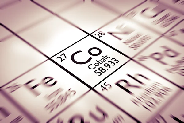 Foco no elemento químico do cobalto — Fotografia de Stock
