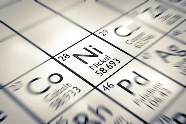 Focus on Nickel Chemical Element — Stock Photo, Image