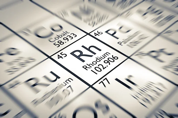 Rodyum kimyasal Element üzerinde odaklanmak — Stok fotoğraf