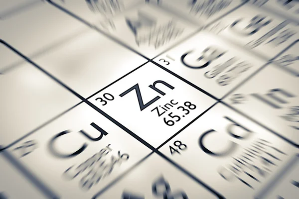 Enfoque en el elemento químico de zinc . — Foto de Stock