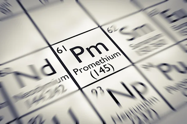 Concentre-se em terras raras Promethium Chemical Element — Fotografia de Stock