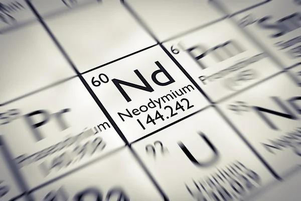 Foco em terras raras Neodynium Chemical Element — Fotografia de Stock