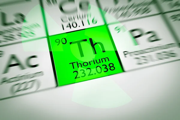 Foco no elemento químico do tório verde radioativo — Fotografia de Stock