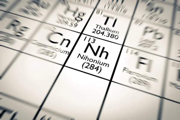 Fokus auf das chemische Element Nihonium — Stockfoto