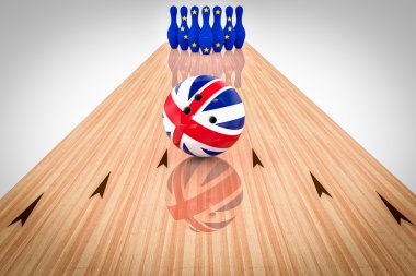 İngiltere bayrak ve bowling pin Avrupa Birliği bayrağı ile bowling topu