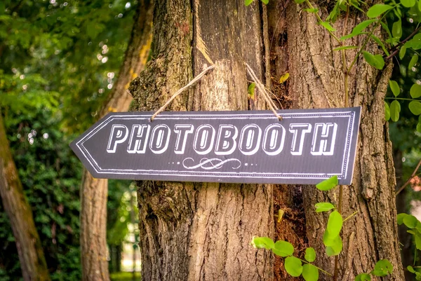 Photobooth Richtung bei einer Hochzeit — Stockfoto