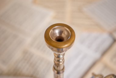 Trumpet mouthpiece close-up view clipart