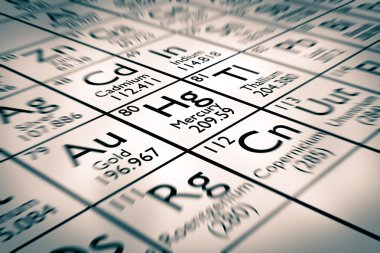 Focus on mercury chemical element clipart