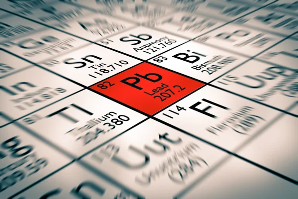 Focus on Lead forbidden Chemical element — Stock Photo, Image