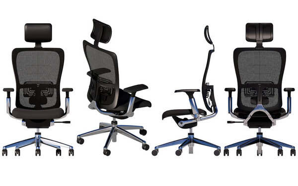 Sleek black ergonomic executive office chair with breathable mesh back, adjustable headrest, and sturdy metal base, designed for comfort and modern workspace functionality.