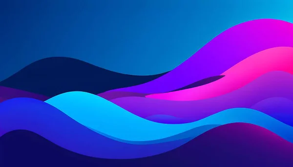 Pürüzsüz, akıcı ve dinamik derinliğe sahip modern bir soyut arka plan. Dalgalar, dijital tasarım, teknoloji arkaplan ve çağdaş sanat kavramları için ideal derin mavi, cyan, mor ve morumsu neon gradyanlarıyla renklenmiştir.