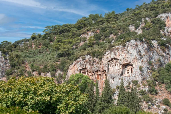 Руины Древней Ликии Древние Ликийские Скальные Гробницы Даляня Мугла Турция — стоковое фото