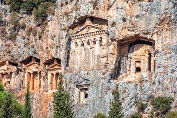 Знаменитые Ликийские Гробницы Древнего Города Каунос Далянь Турция — стоковое фото