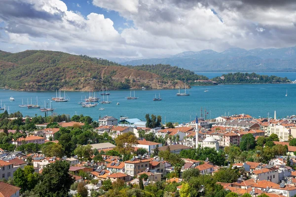 Panorama Města Fethiye Letecký Pohled Populární Turistické Město Fethiye Záliv — Stock fotografie