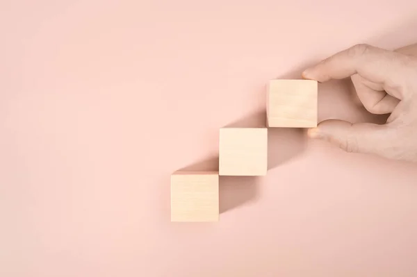 Proceso Éxito Del Crecimiento Del Concepto Del Negocio Mano Del — Foto de Stock