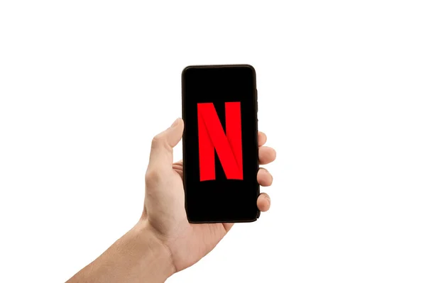 Usa New York February 2021 Close Phone Netflix New Logo — Stock Photo, Image