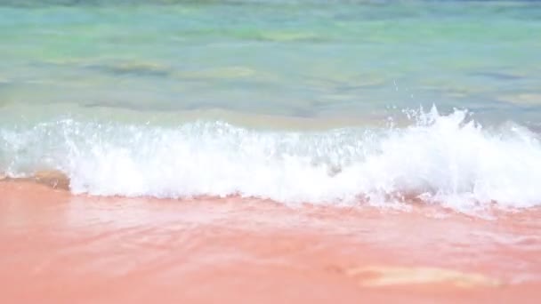 Meerwasser Plätschert Strand Reines Meerwasser Aus Dem Meer Türkisfarbene Welle — Stockvideo