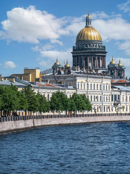 Saint Petersburg Moika River Dome Isaac Cathedral Summer Day Russia — Stock Photo, Image