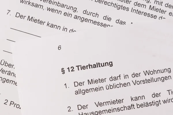 Vertragstierhaltung deutsch — Stockfoto