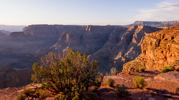 Grand Canyon Arizonaon aurinkoinen päivä — kuvapankkivalokuva