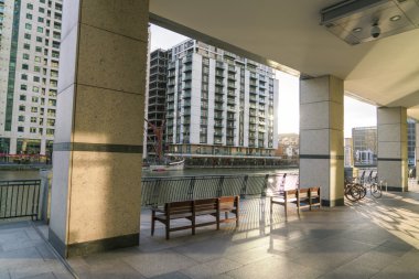 Modern etkileyici Canary Wharf finans merkezi - Londra/İngiltere 23 Şubat 2016