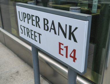 Üst banka sokak Canary Wharf - Londra/İngiltere 23 Şubat 2016