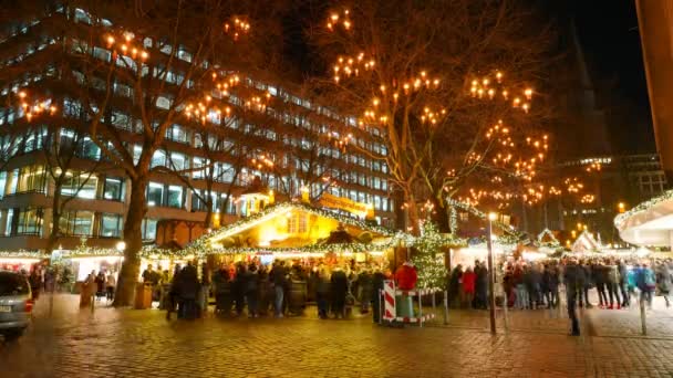 Christkindles Χριστουγεννιάτικη αγορά αγορά στο Αμβούργο - ώρα λήξη πυροβόλησε — Αρχείο Βίντεο
