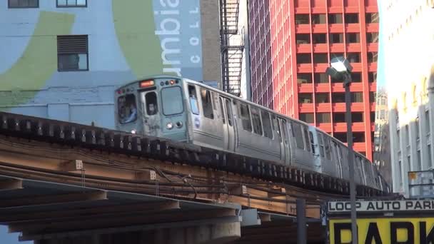 Gångtunnel av Chicago The Loop kör tunnelbaneservice — Stockvideo