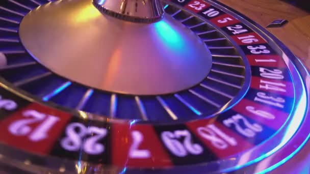 Roulette Wheel in a casino - sphere on 26 black — Stock Video