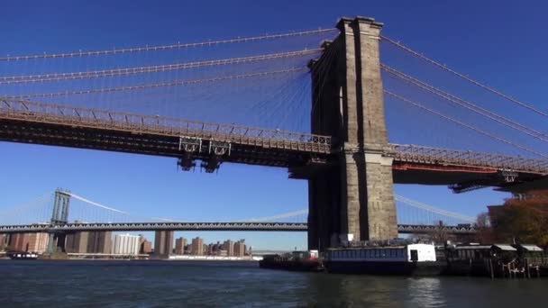 Puente de Brooklyn en un día soleado — Vídeo de stock