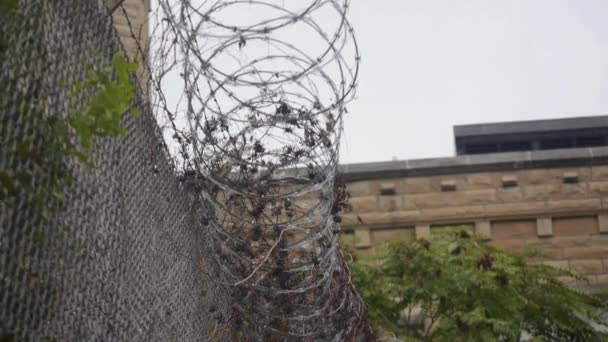 Barbwire, Prigione, Joliet penitenziario Illinois — Video Stock