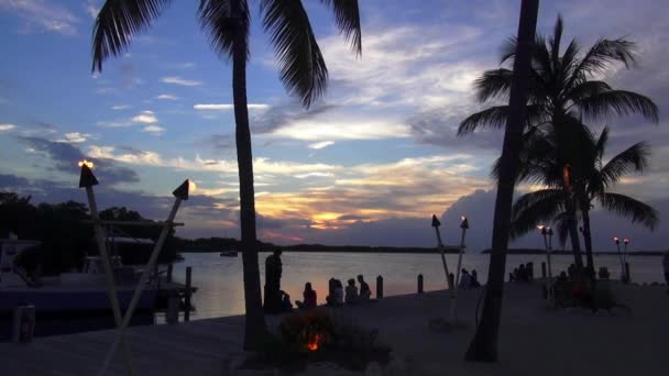 Playa de ensueño romántico en la noche como el paraíso — Vídeo de stock