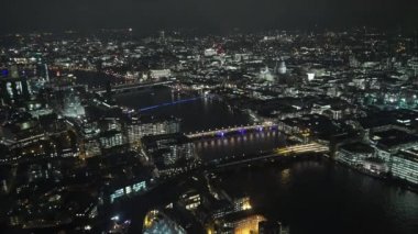 Gece - Londra, İngiltere Londra fantastik havadan görünümü