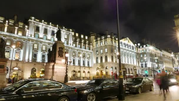 Waterloo Place London - upływ czasu nocy — Wideo stockowe