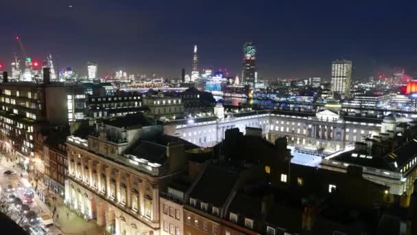 Flygfoto över London - fantastisk natt tid förfaller — Stockvideo