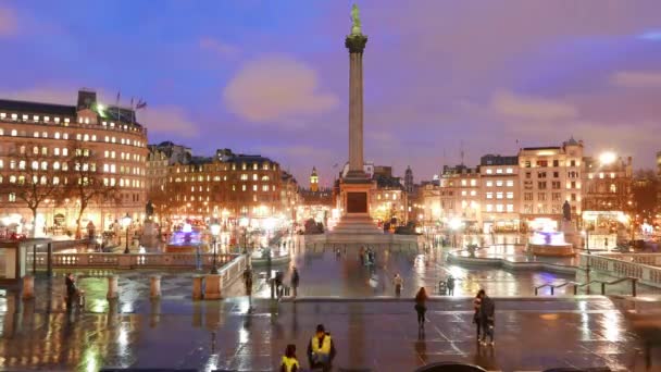 Trafalgar Square London - amazing night time lapse — Stock Video