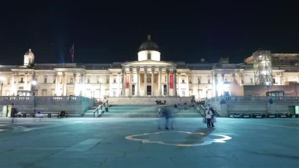 De Nationale Galerie Londen at Trafalgar Square - time-lapse schot — Stockvideo