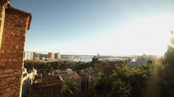 Csodálatos légi felvétel Malaga és Port Malaga — Stock videók