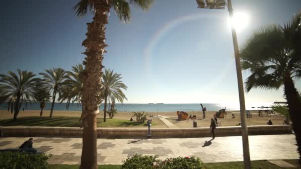 Písečné pláže Malagueta Malaga — Stock video