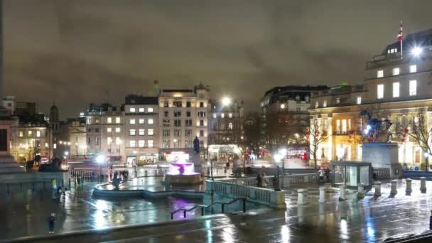 Trafalgar Square Londres de noche - time lapse shot — Vídeo de stock