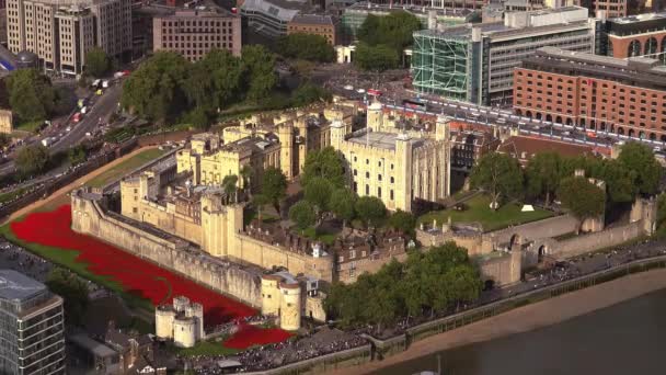 Luchtfoto van de Tower of London — Stockvideo