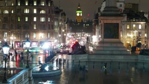 Pohled z náměstí Trafalgar Square na Big Ben Londýn - time-lapse shot — Stock video