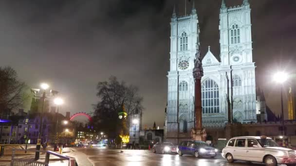 Westminster Abbey Λονδίνο - λήξη χρόνου νύχτα πυροβολισμό — Αρχείο Βίντεο