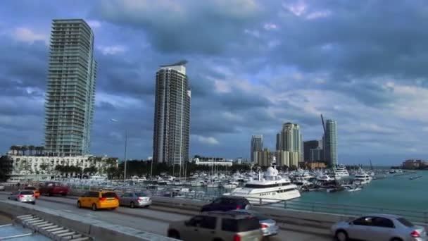 Miami Beach přístav jachet a člunů — Stock video