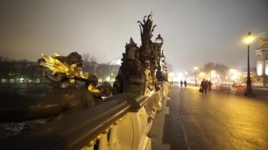 Seine Nehri üzerinde güzel köprü Pont Alexandre III - Paris, Fransa çağırdı.