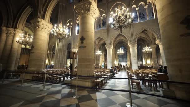 La famosa catedral de Notre Dame en París - PARÍS, FRANCIA — Vídeo de stock